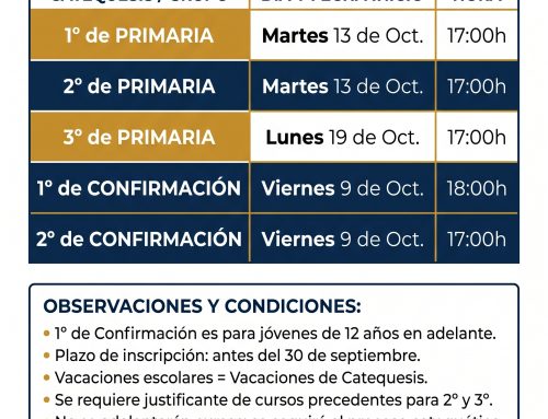 Horarios Catequesis 2026-2027